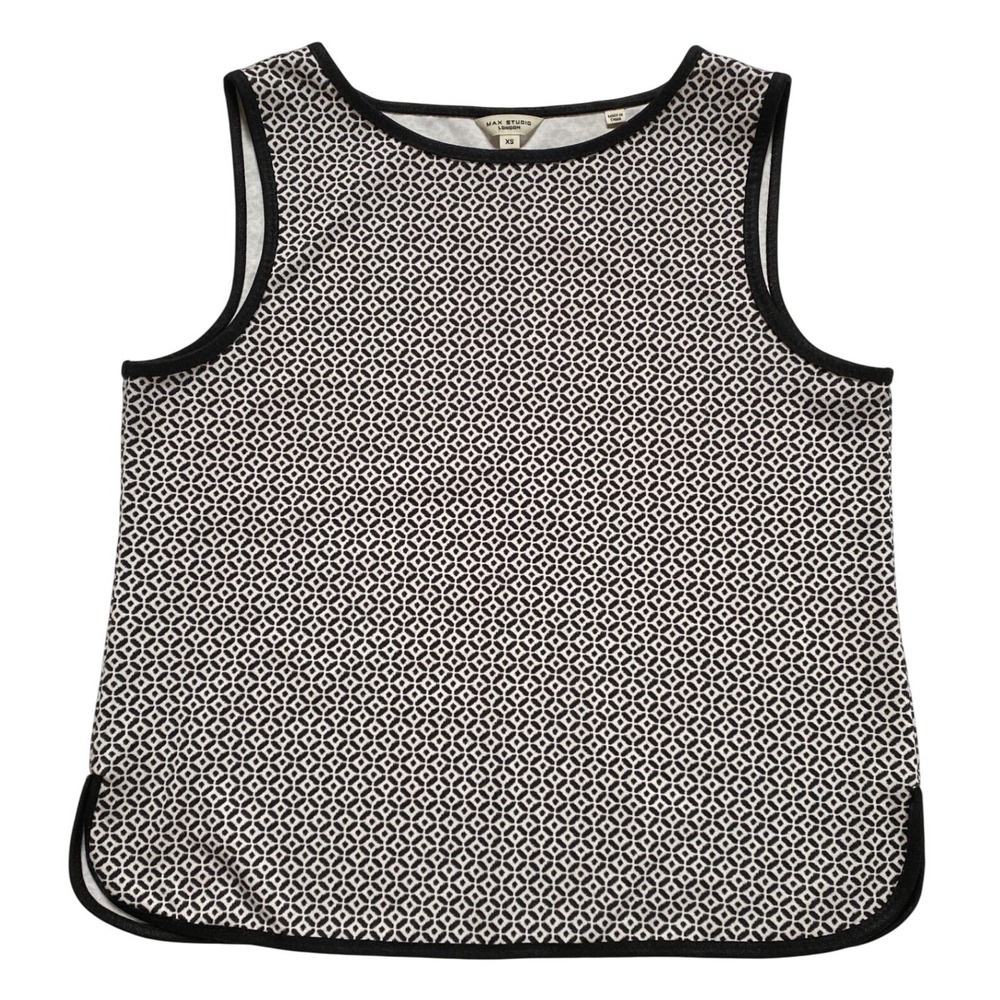 Max Studio London Geometric Print Sleeveless Tank Top Women XS Black White